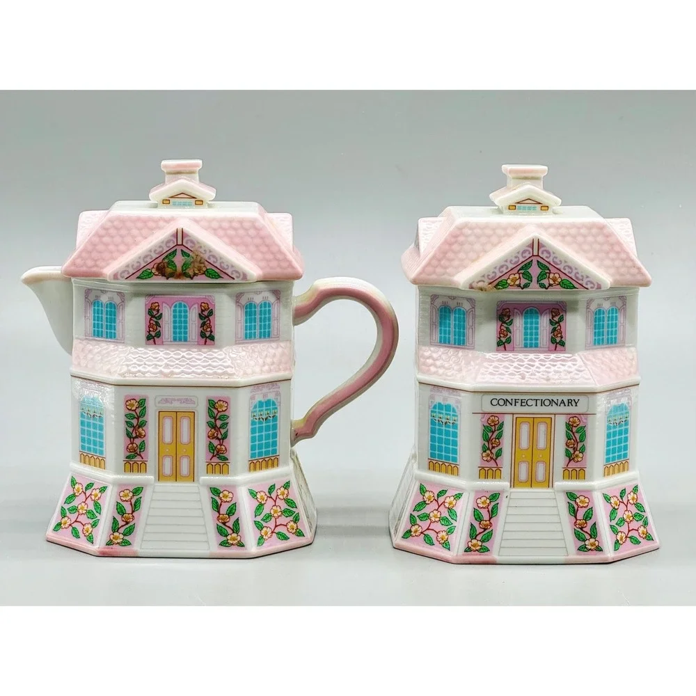 Lenox Spice Village Creamer and Confectionary Sugar Bowl Porcelain 1991